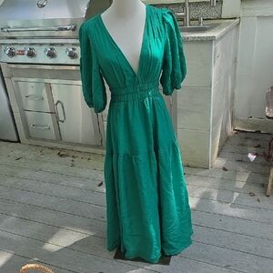 Chic Teal Long Sleeve Maxi Dress